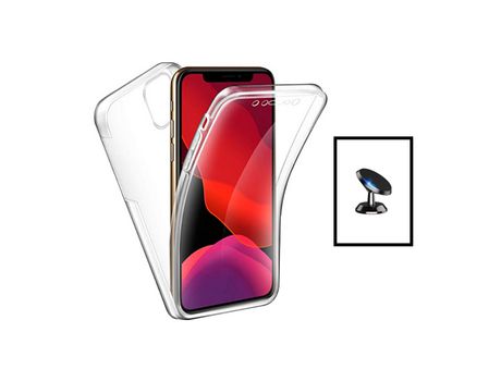 Kit Carcasa 3X1 360° Impact Protection + Soporte Magnético de Auto para iPhone 14 PHONECARE Transparente/Blanco