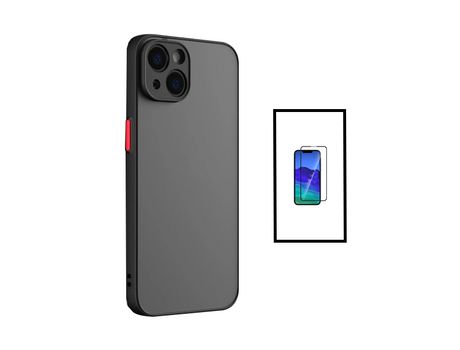 Kit Carcasa Trasera Protección Cámara + Protector de Vidrio Templado Gorilasglass para iPhone 14 GIFT4ME Negro