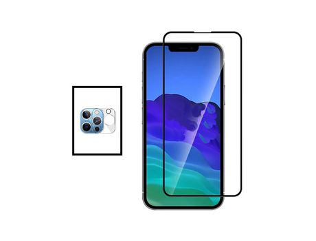 Kit Protector para Cámara Trasera + Protector de Vidrio Templado Gorilasglass para iPhone 14 Plus GIFT4ME Transparente/Negro