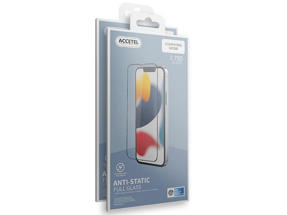 Pack Películas ACCETEL para Samsung Galaxy A12 de Vidrio templado Anti-Estático Moldura em Preto 2 Unidades