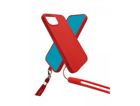Funda De Silicona Premium - Roja Para Apple iPhone 14 Pro Max - Banda Para El Cuello Y Muï¿½Equera Incluidas - Interior 100% Microfibra