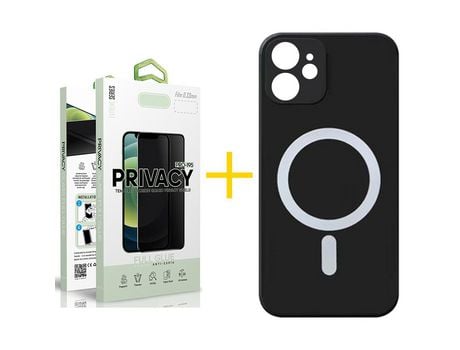 Pack 1x Película de Vidrio templado Anti-Spy + Funda SKYHE Apple Iphone 13 Compatível com Magsafe Magnetic Preto
