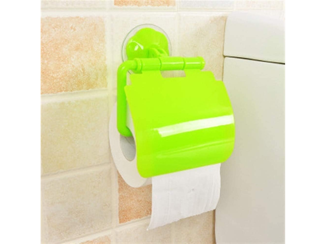Portarrollos De Papel Higiénico Con Ventosa Y Tapa Para Baño Verde