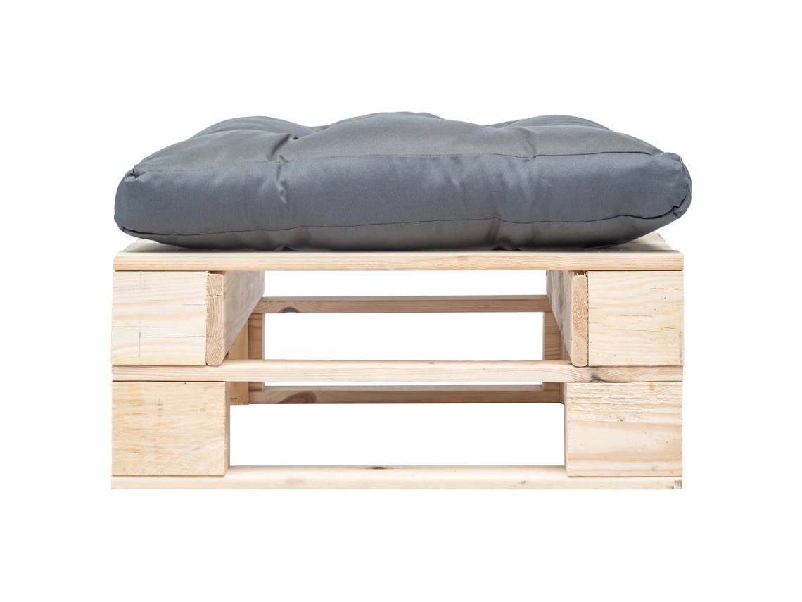 Otomana de palé con cojín, madera natural gris Wsd60974 Lovely Home