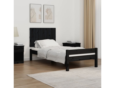 MAISON EXCLUSIVE - Cabecero de cama de pared madera maciza pino negro 95,5x3x60 cm