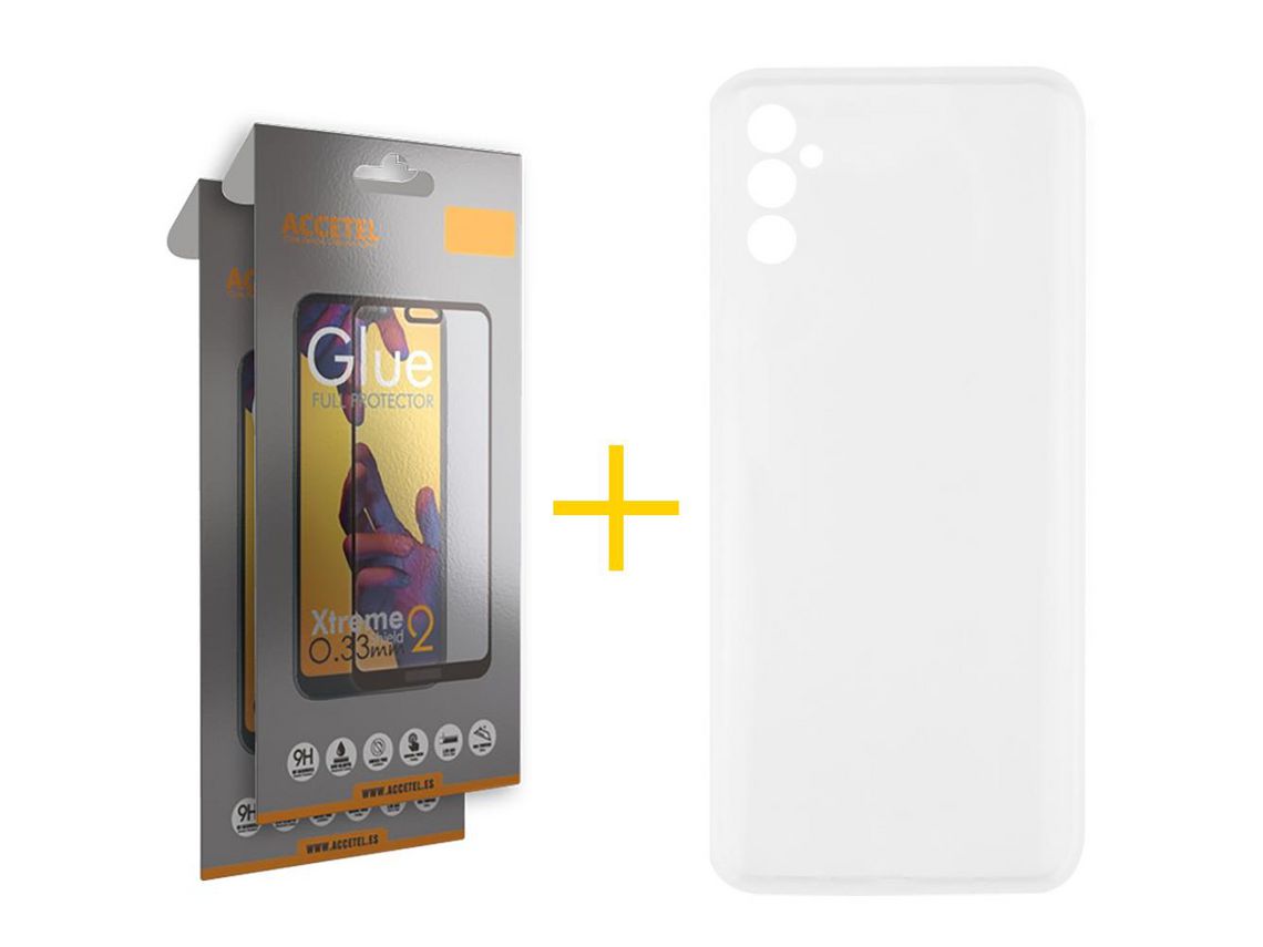 2x Kit de película de vidrio de temperatura completa + Accetel Samsung Galaxy A13 5G Silicona lisa transparente