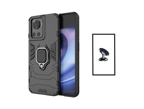 Kit de Soporte Magnético de Automóvil + 3X1 Cubra El Defensor Militar A Oneplus 10R 5G Negro