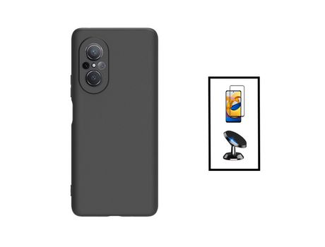 Kit de Película de Vidrio Templado de Gorilassglass + Protección de Bóveda de Cubierta Silicona + Soporte Magnético para Huawei Nova 9 Si Negro