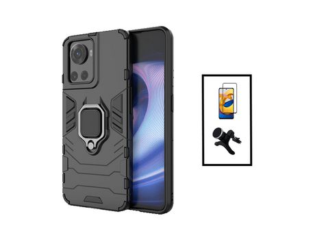 Kit de Película de Vidrio Templado de Gorilassglass + Cubierta de Protección Militar Magnética + Soporte Magnético Con Oneplus 10R 150W Negro