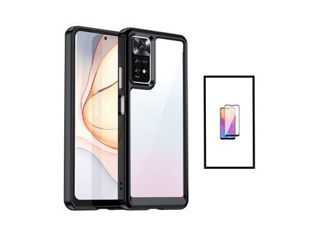 Película de Vidrio Templado de Gorilassglass + Protección Recubierta de Tapa Triple para Xiaomi Redmi Nota 11 Transparente/Negro