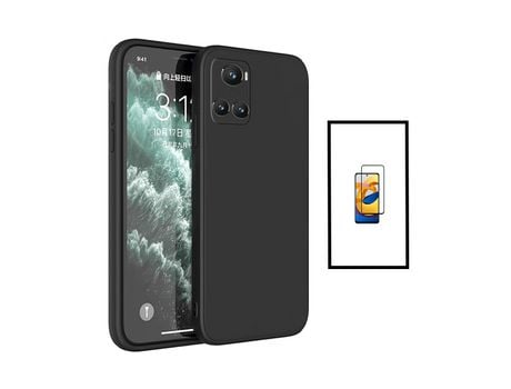5D Cubierta Completa Kit de Vidrio Templado + Cubierta de Silicona Líquida para Oneplus 10R 5G Negro