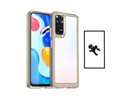 Kit de Soporte Magnético Con Patas + Protección Recubierta de Tapa Triple para Aluminio para Xiaomi Redmi Nota 11 Transparente/Beje
