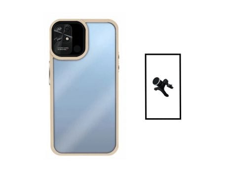 Kit de Soporte Magnético Con Patas + Protección Recubierta de Tapa Triple para Aluminio para Xiaomi Redmi 10C Transparent/Beje