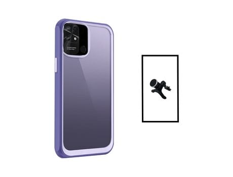 Kit de Soporte Magnético Con Patas + Protección Recubierta de Tapa Triple para Aluminio para Xiaomi Redmi 10C Transparente/ Lilac