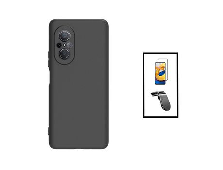 5D Cubierta Completa Kit de Vidrio Templado + Cubierta de Silicona Líquida + Soporte Magnético L Coche de Conducción Segura para Huawei New 9 Si Es...