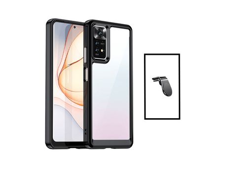 Kit de Protección de Airbag de Aluminarm + Soporte Magnético L Conducción Segura para Xiaomi Redmi Nota 11 Transparente/Negro