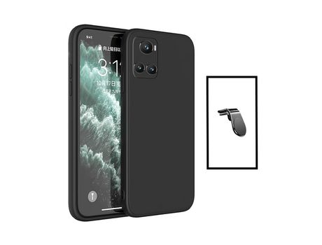 Soporte Del Kit para El Automóvil Magnético L + Cubierta de Protección Trasera de Silicona para Oneplus 10R 5G Negro