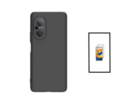 Kit de Película de Vidrio Templado de Gorilassglass + Protección de La Cubierta Protección Trasera de Silicona para Huawei New 9 Si Negro