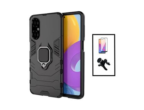 Kit de Película de Vidrio Templado de Gorilassglass + Cubierta de Protección Militar Magnética + Soporte Magnético Con Xiaomi Poco M4 5G Negro