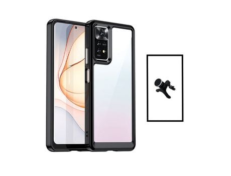 Kit de Soporte Magnético Con Patas + Protección Recubierta de Tapa Triple para Aluminio para Xiaomi Redmi Nota 11 Transparente/Negro
