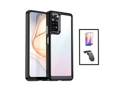 Aluminate Kit Protección de Airbag + 5D Película Cubierta Completa + Soporte Magnético L Conducción Segura para Xiaomi Redmi Nota 11 Transparente/Negro