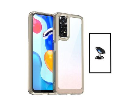 Kit de Protección de Airbag Aluminarm + Soporte Magnético para Xiaomi Redmi Nota 11 Transparente/Beje