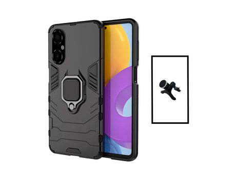 Kit de Soporte Magnético de Automóvil Reforzado + 3X1 Cubierta de Defensor Militar para Xiaomi Poco M4 5G Black