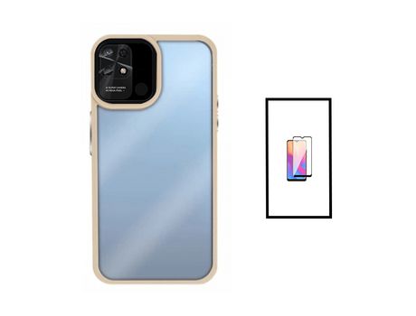 Kit de Película de Vidrio Templado de Gorilassglass + Protección Recubierta de Tapa Triple para Xiaomi Redmi 10C Transparent/Beje