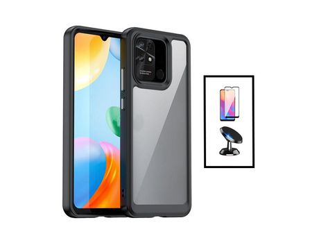 Kit de Protección de Airbag Aluminarm + Cubierta Completa Completa + Soporte Magnético para Xiaomi Redmi 10C Transparente/Negro