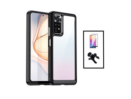 Aluminate Kit Protección de Airbag + 5D Fille Cubierta Completa + Soporte Magnético para Automóvil Reforzado para Xiaomi Redmi Note 11 Transparente...