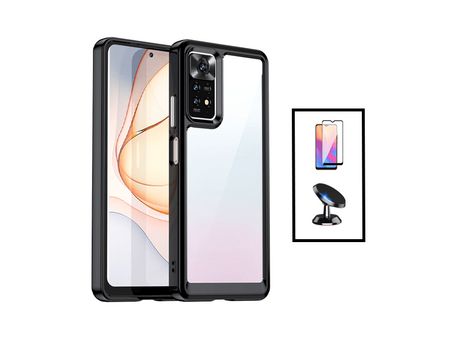 Kit de Protección de Airbag Aluminarm + Cubierta Completa Completa + Soporte Magnético para Xiaomi Redmi Nota 11 Transparente/Negro
