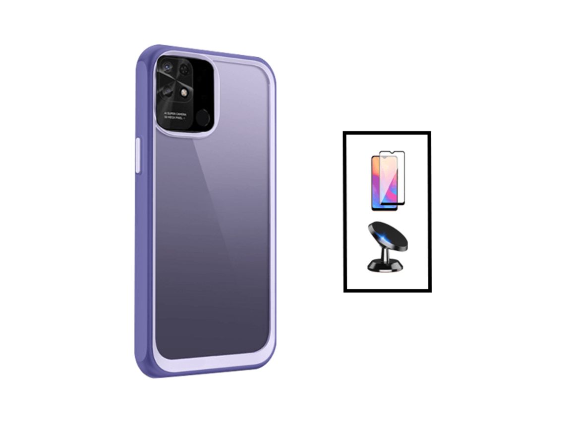 Aluminate Kit Protección de Airbag + 5D Película Cubierta Completa + Soporte Magnético para Xiaomi Redmi 10C Transparent/ Lilac