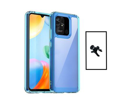 Kit de Soporte Magnético Con Piernas + Protección Recubierta de Tapa Triple para Aluminio para Xiaomi Redmi 10C Transparente/ Azul Oscuro