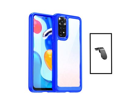 Kit de Protección de Airbag de Aluminarm + Soporte Magnético L Conducción Segura para Xiaomi Redmi Nota 11 Transparente/ Azul Oscuro