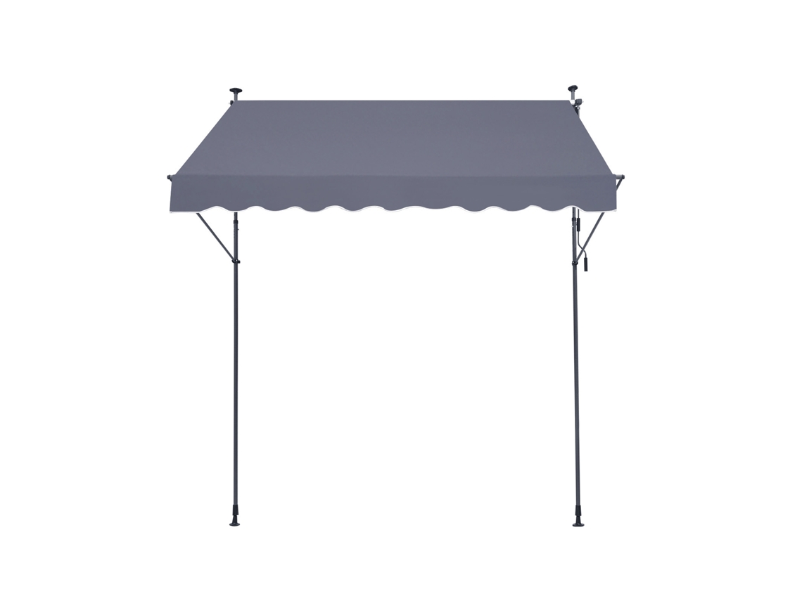 Toldo para patio Succebuy de 98 x 47 pulgadas con manivela, toldo gris oscuro, refugio retráctil con sombrilla