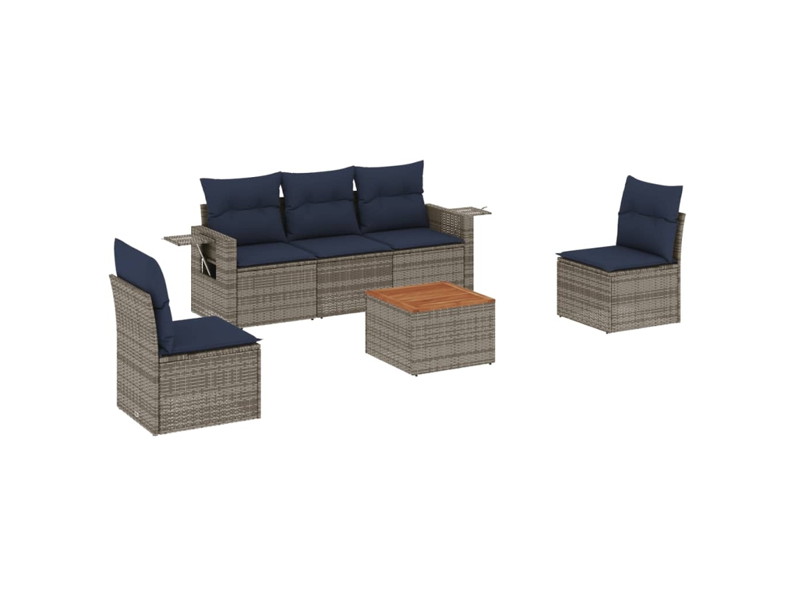 Maison Exclusive - Conjunto De Sofá De Jardín De 6 Piezas Con Cojines, Poliratán Gris