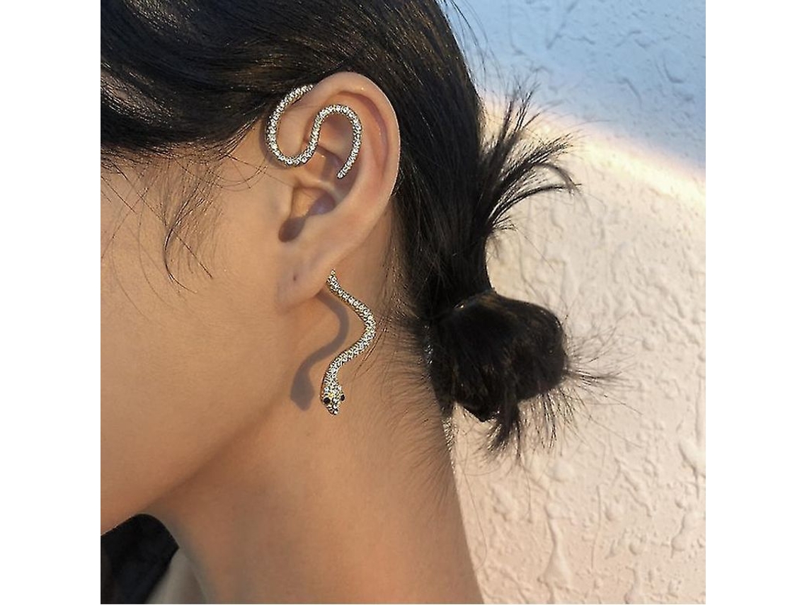 2026-aretes Retro Simples En Forma De Serpiente Personalizados Sin Perforar 2 Piezas De Aleación Y Broca De Vidrio