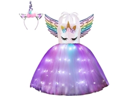 2026-traje De Unicornio Con Luces Led Vestido Tutú Para Niñas Regalo De Cumpleaños Fiesta De Halloween