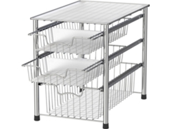 Organizador apilable de 3 niveles con cesta deslizante Plehouseware, cromado negro