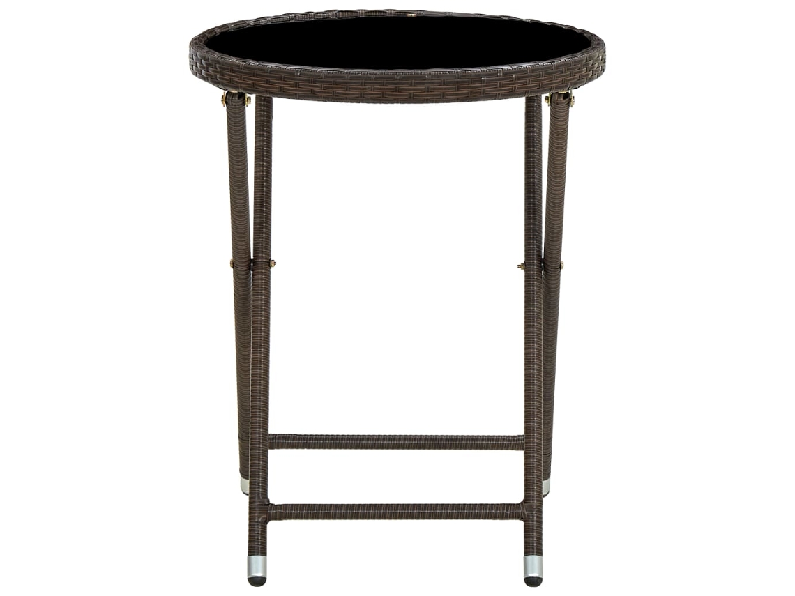 Mesa de centro de mimbre de 60 cm y cristal templado marrón Wsd633385 Lovely Home