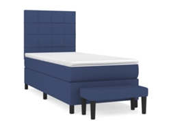 Maison Exclusive - Cama Box Spring Con Colchón Tela Azul 80x200 Cm