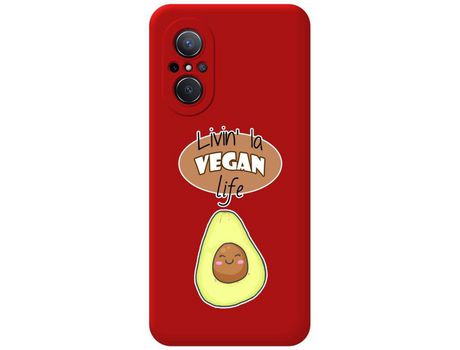 Carcasa Huawei Nova 9 Se TUMUNDOSMARTPHONE Silicona Líquida Dibujos Vegan Life Rojo