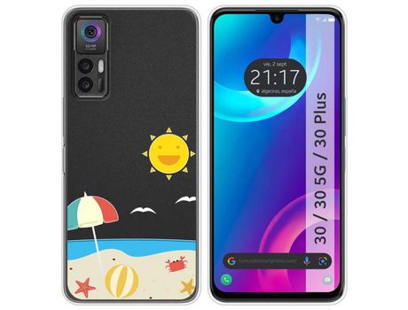 Carcasa TCL 30 / 30 5G / 30 Plus TUMUNDOSMARTPHONE Dibujos Transparente Playa Multicolor
