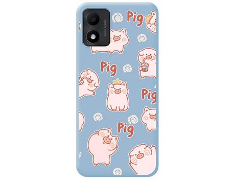 Carcasa TCL 305I TUMUNDOSMARTPHONE Silicona Líquida Dibujos Cerdos Azul