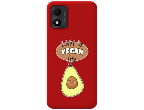 Carcasa TCL 305I TUMUNDOSMARTPHONE Silicona Líquida Dibujos Vegan Life Rojo