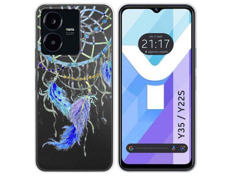 Carcasa Vivo Y35 / Y22S TUMUNDOSMARTPHONE Dibujos Transparente Plumas Multicolor