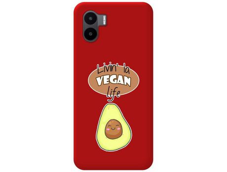 Carcasa Xiaomi Redmi A1 TUMUNDOSMARTPHONE Silicona Líquida Dibujos Vegan Life Rojo