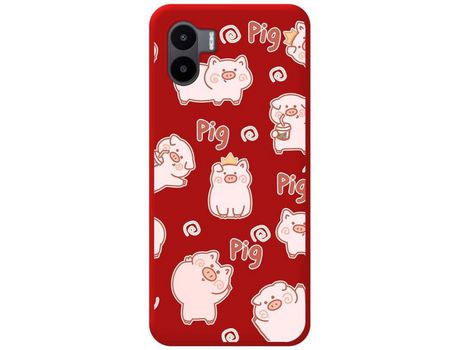 Carcasa Xiaomi Redmi A1 TUMUNDOSMARTPHONE Silicona Líquida Dibujos Cerdos Rojo