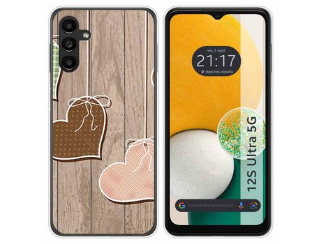 Carcasa Samsung Galaxy A13 5G TUMUNDOSMARTPHONE Dibujos Corazones Madera Multicolor