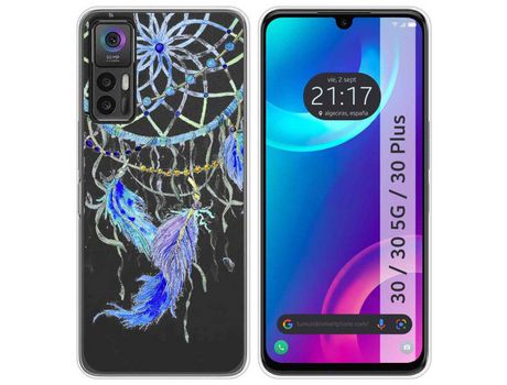 Carcasa TCL 30 / 30 5G / 30 Plus TUMUNDOSMARTPHONE Dibujos Transparente Plumas Multicolor